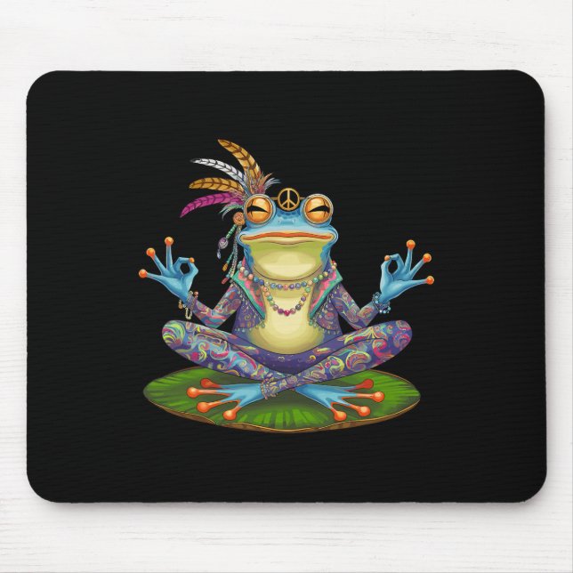 Yoga Frog Peaceful Peace Hippie  Mouse Pad (Front)