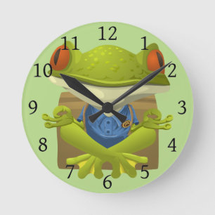Yoga Frog Round Clock
