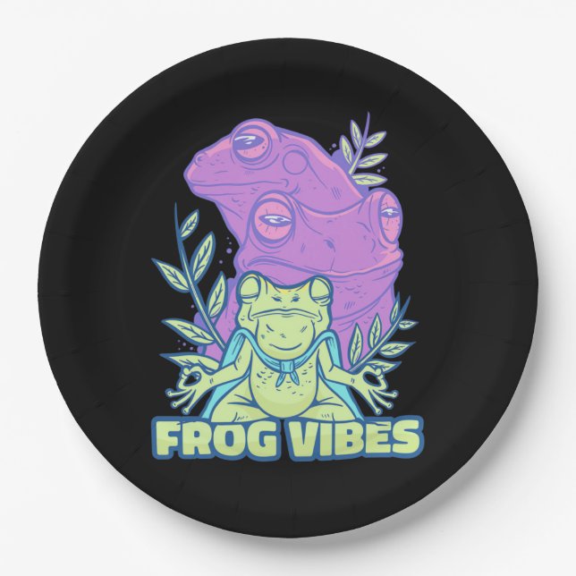 Yoga Frog Vibes Paper Plate (Front)