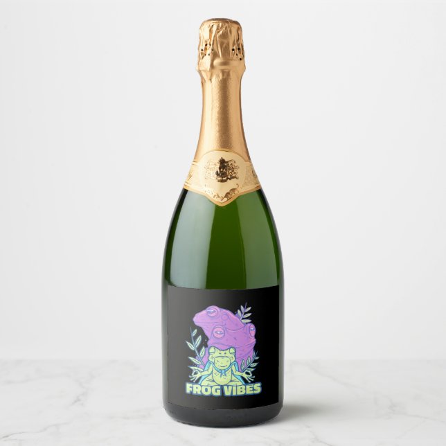 Yoga Frog Vibes Sparkling Wine Label (Front)