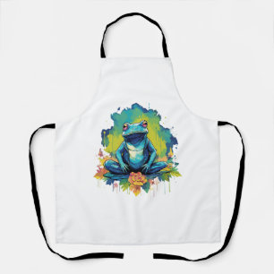 Yoga Frog Watercolor Style Apron