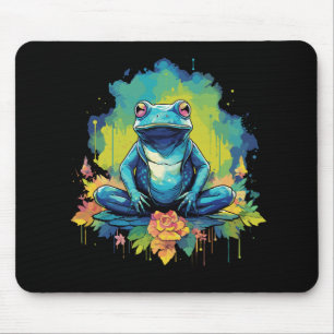 Yoga Frog Watercolor Style Mouse Pad