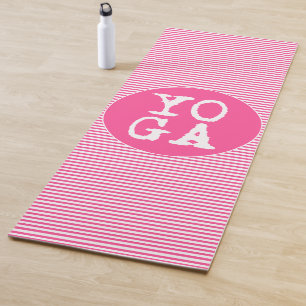 YOGA Fun Typography - Hot Pink Striped Mat