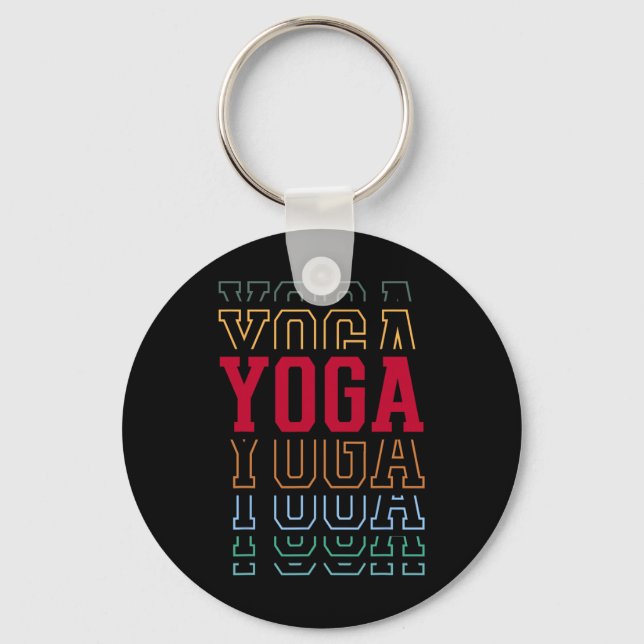 Yoga Funny Layered Text Instructor Coach _1  Key Ring (Front)