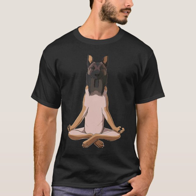 Yoga German Shepherd Belgian Malinois Dog T-Shirt (Front)