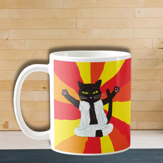 Yoga gift cat guru enthusiast meditation peace  coffee mug (Creator Uploaded)