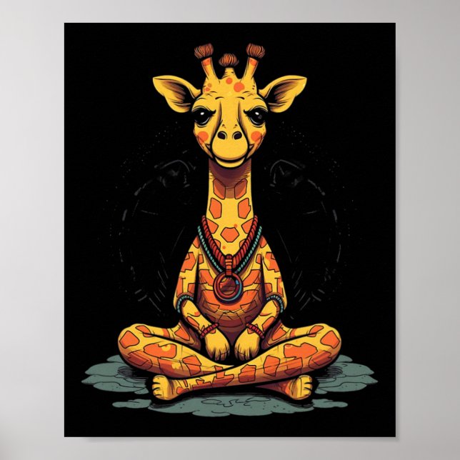 Yoga Giraffe Meditation Mindfulness Zen Namaste  Poster (Front)