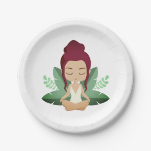 Yoga Girl calm wellness uplifting mindful art Paper Plate