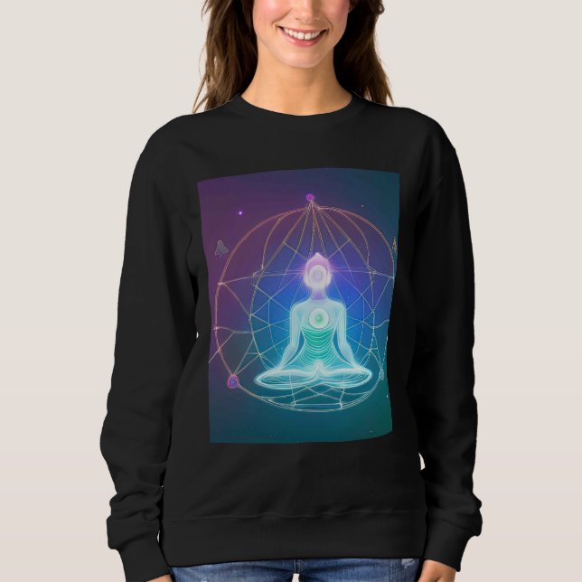 Yoga Girl Female Sun Salutation Meditation Chakra  Sweatshirt (Front)