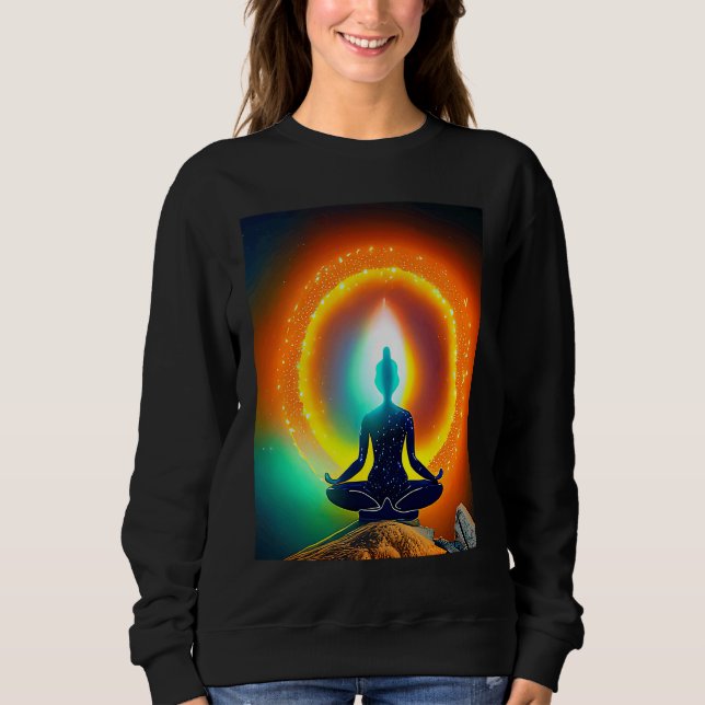Yoga Girl Female Sun Salutation Meditation Chakra  Sweatshirt (Front)