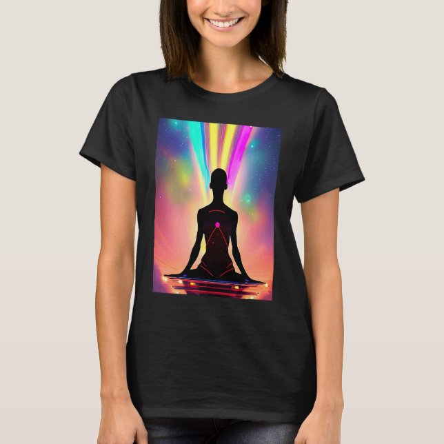 Yoga Girl Female Sun Salutation Meditation Chakra  T-Shirt (Front)