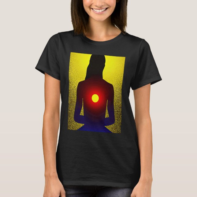 Yoga Girl Female Sun Salutation Meditation Chakra  T-Shirt (Front)