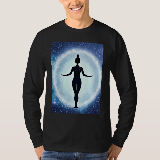 Yoga Girl Female Sun Salutation Meditation Chakra  T-Shirt (Front)