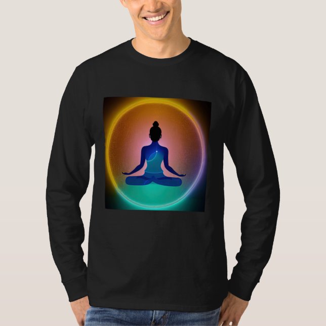 Yoga Girl Female Sun Salutation Meditation Chakra  T-Shirt (Front)