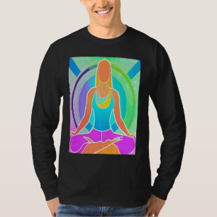 Yoga Girl Female Sun Salutation Meditation Chakra  T-Shirt