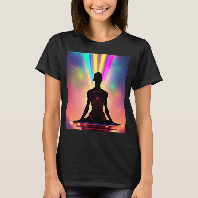 Yoga Girl Female Sun Salutation Meditation Chakra  T-Shirt (Front)
