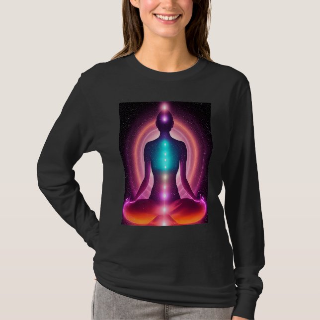 Yoga Girl Female Sun Salutation Meditation Chakra  T-Shirt (Front)