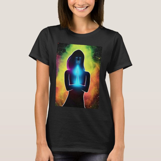 Yoga Girl Female Sun Salutation Meditation Chakra  T-Shirt (Front)