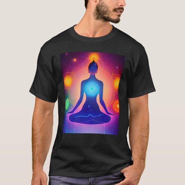 Yoga Girl Female Sun Salutation Meditation Chakra  T-Shirt (Front)