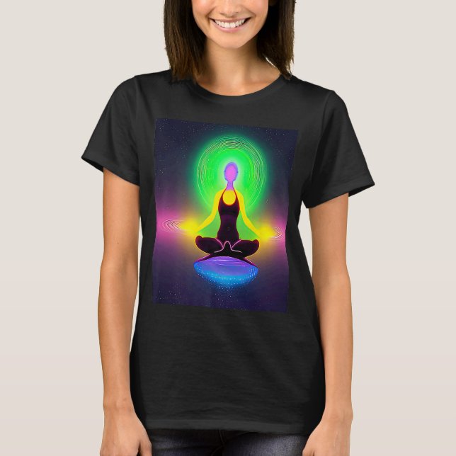 Yoga Girl Female Sun Salutation Meditation Chakra  T-Shirt (Front)