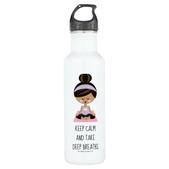 Yoga Girl Keep Calm and Take Deep Breaths 710 Ml Water Bottle (Front)