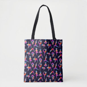 Yoga girl making asanas pattern tote bag