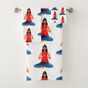 Yoga girl Meditation Namaste Bath Towel Set