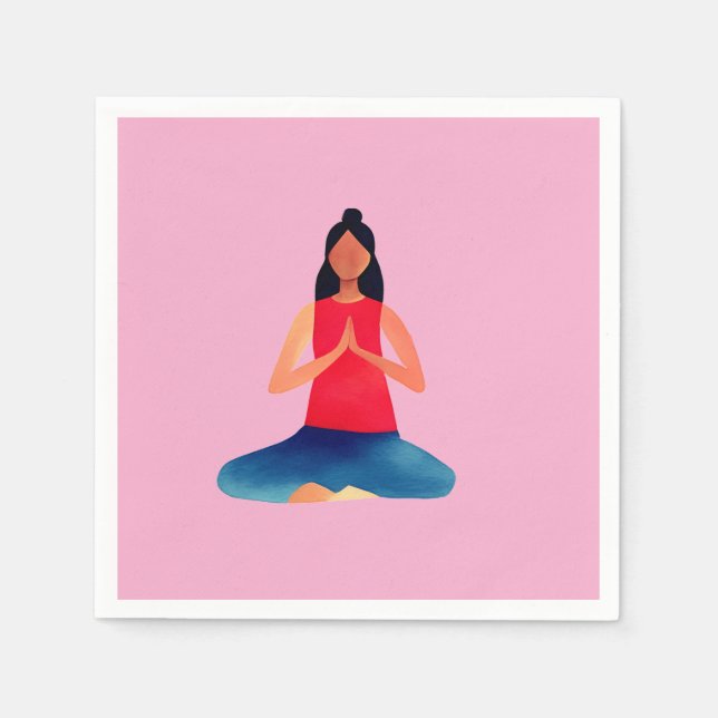 Yoga girl Meditation Namaste  Napkin (Front)