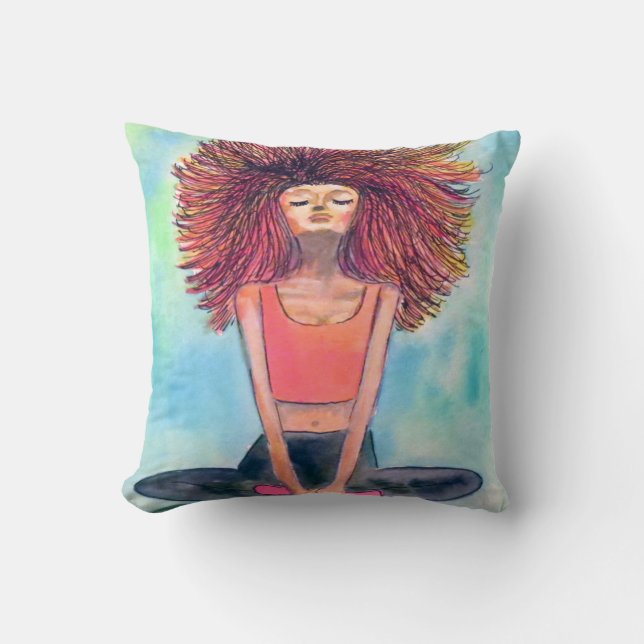 Yoga Girl Serenity Art Pillow (Front)