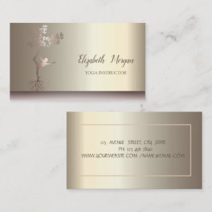 Yoga Girl Silhouette Gold Champagne Business Card