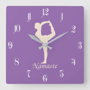 Yoga girl square wall clock