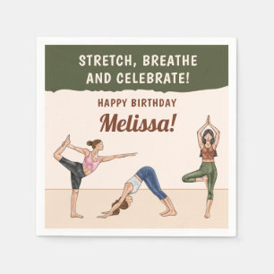 Yoga Girls In Yoga Poses Boho Yoga Birthday Party Napkin