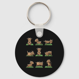Yoga Goats Pose Funny Meditation Exercise Animal L Key Ring