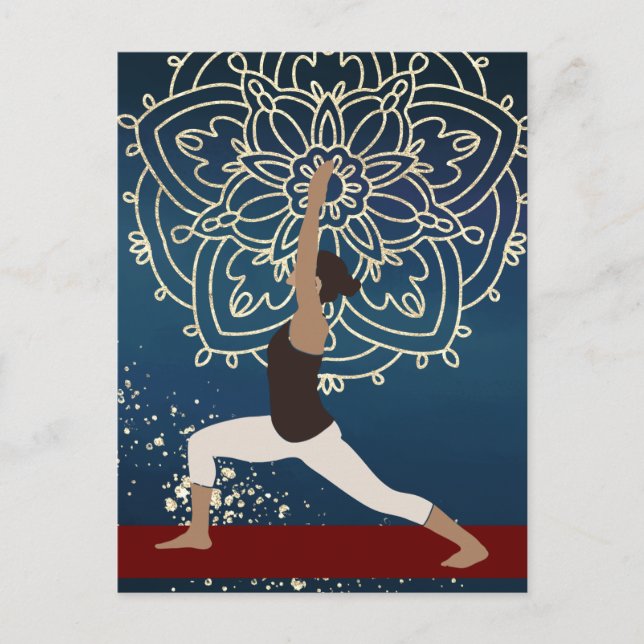 Yoga Gold, Blue and Red Mandala Personalised Postcard (Front)
