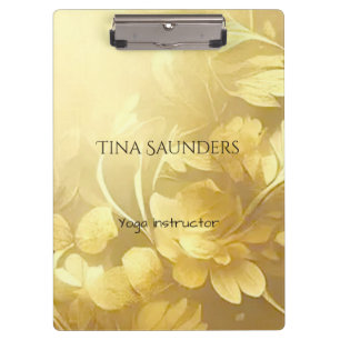 Yoga gold flowers custom name clipboard