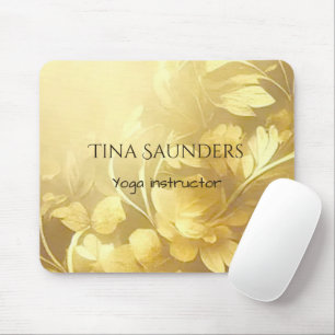 Yoga gold flowers custom name mouse pad