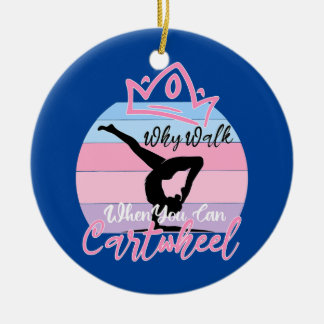 Yoga Gymnastic Exercise Girl Why Walk When You Ceramic Tree Decoration