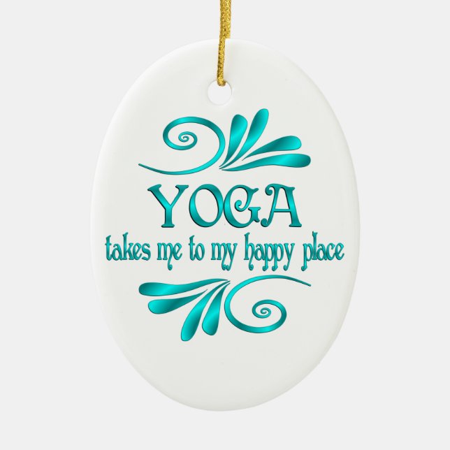 Yoga Happy Place Ceramic Tree Decoration (Front)