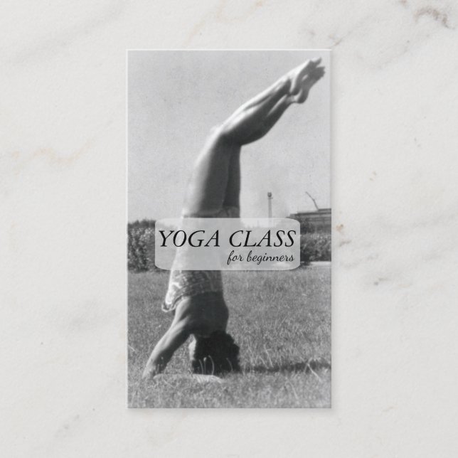 Yoga Headstand Pose Vintage Business Card (Front)