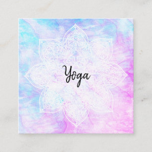 *~* Yoga Healer Lacey White Mandala Magenta Purple Square Business Card
