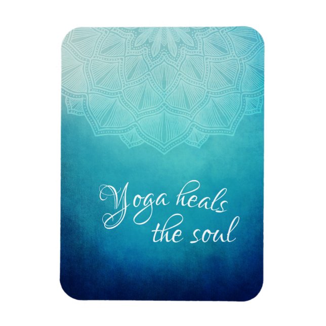 Yoga Heals the Soul Text with Blue Mandala Magnet (Vertical)