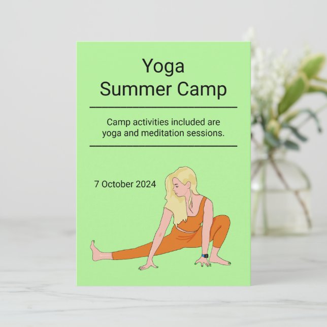 Yoga health custom class camp retreat invitation (Standing Front)