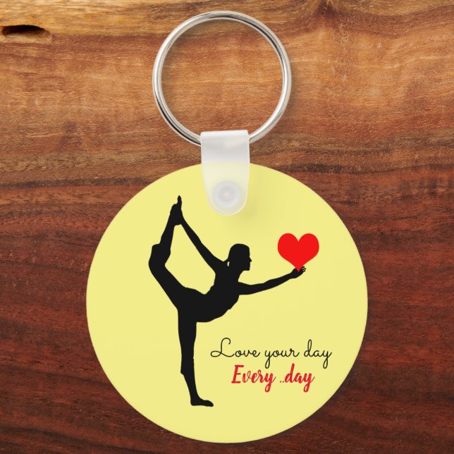 Yoga Heart & Love your day, Every day / Yogini Key Ring (Front)
