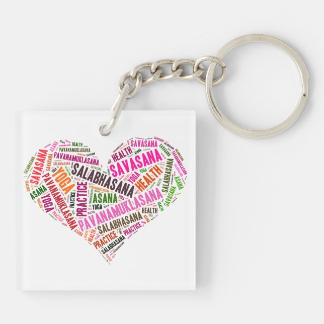 Yoga heart shape words design key ring (Back)