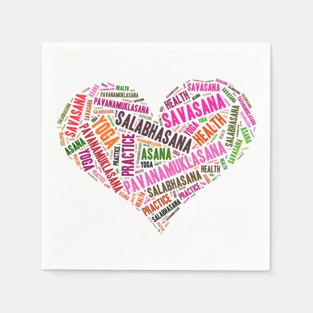 Yoga heart shape words design napkin (Front)