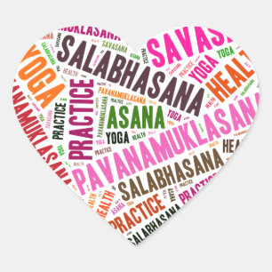 Yoga heart shape words design sticker
