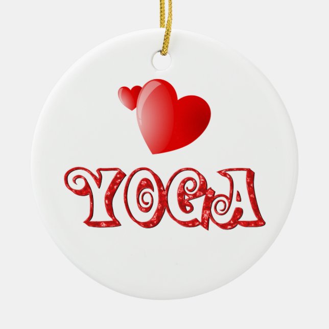 Yoga Hearts Ceramic Tree Decoration (Front)