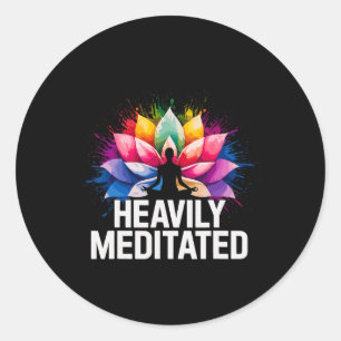 Yoga Heavily Meditated Lotus Flower Watercolor Zen Classic Round Sticker