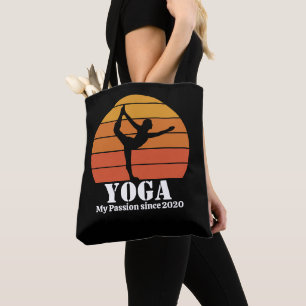Yoga Hobby Retro Sunset Personalise Tote Bag