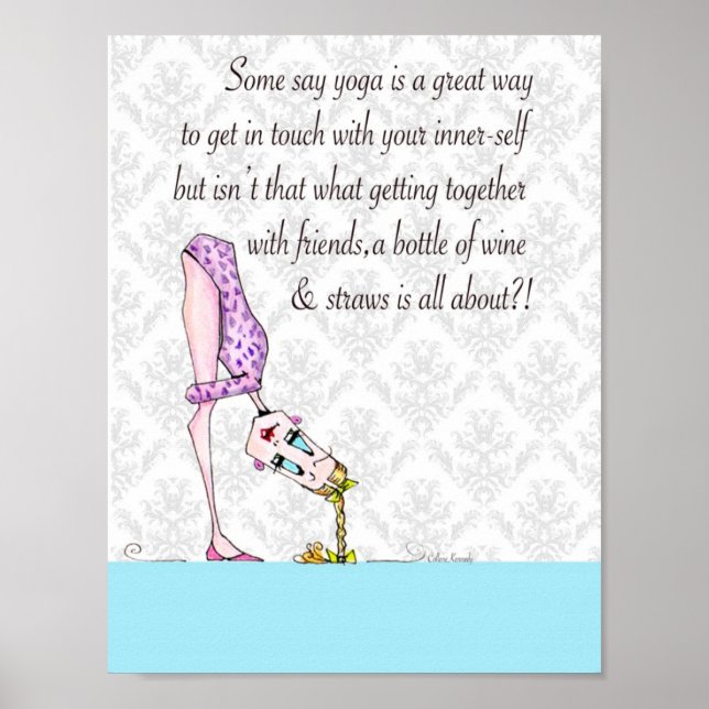 Yoga Humour Print, funny woman humour Poster (Front)